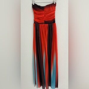 Vibrant Strapless Ombre Dress
